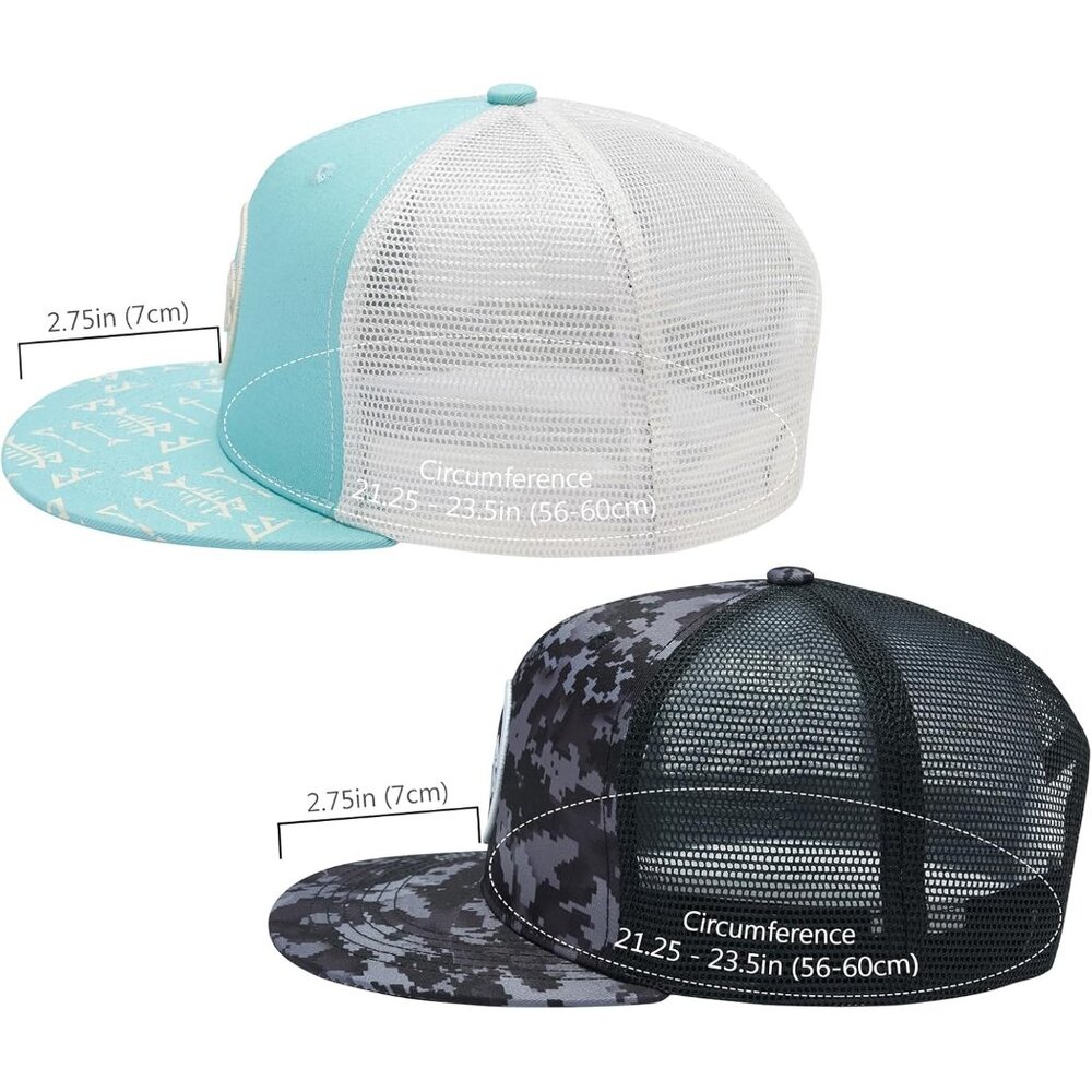 Flat Brim Trucker Cap Mesh Back Adjustable Snapback Hat for Men Women - Picture 3 of 5